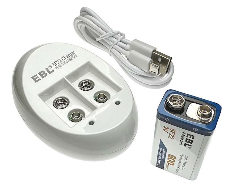 EBL 9V Li-ion Rechargeable Battery with Dual Charger